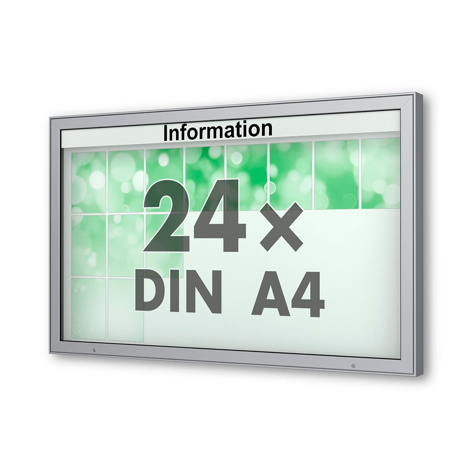 24 x DIN A4 Schaukasten Plenum eckig - der "Klassiker" - 100mm Bautiefe - Wandschaukasten mit optionaler LED-Beleuchtung