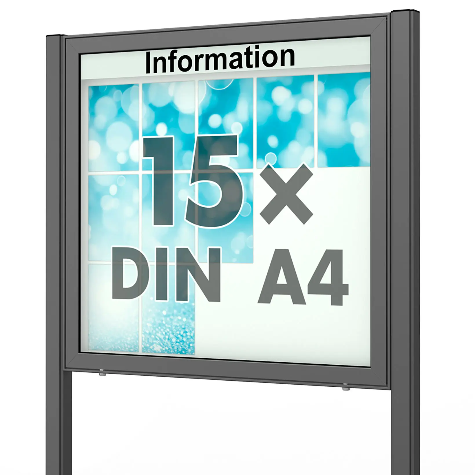15 x DIN A4 Schaukasten Planus - mit Standbeinen - DB 703 (anthrazit)